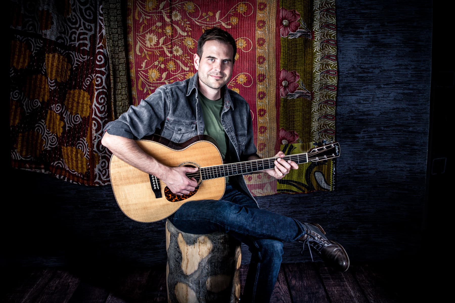 John Hatcher playing acoustic blues guitar